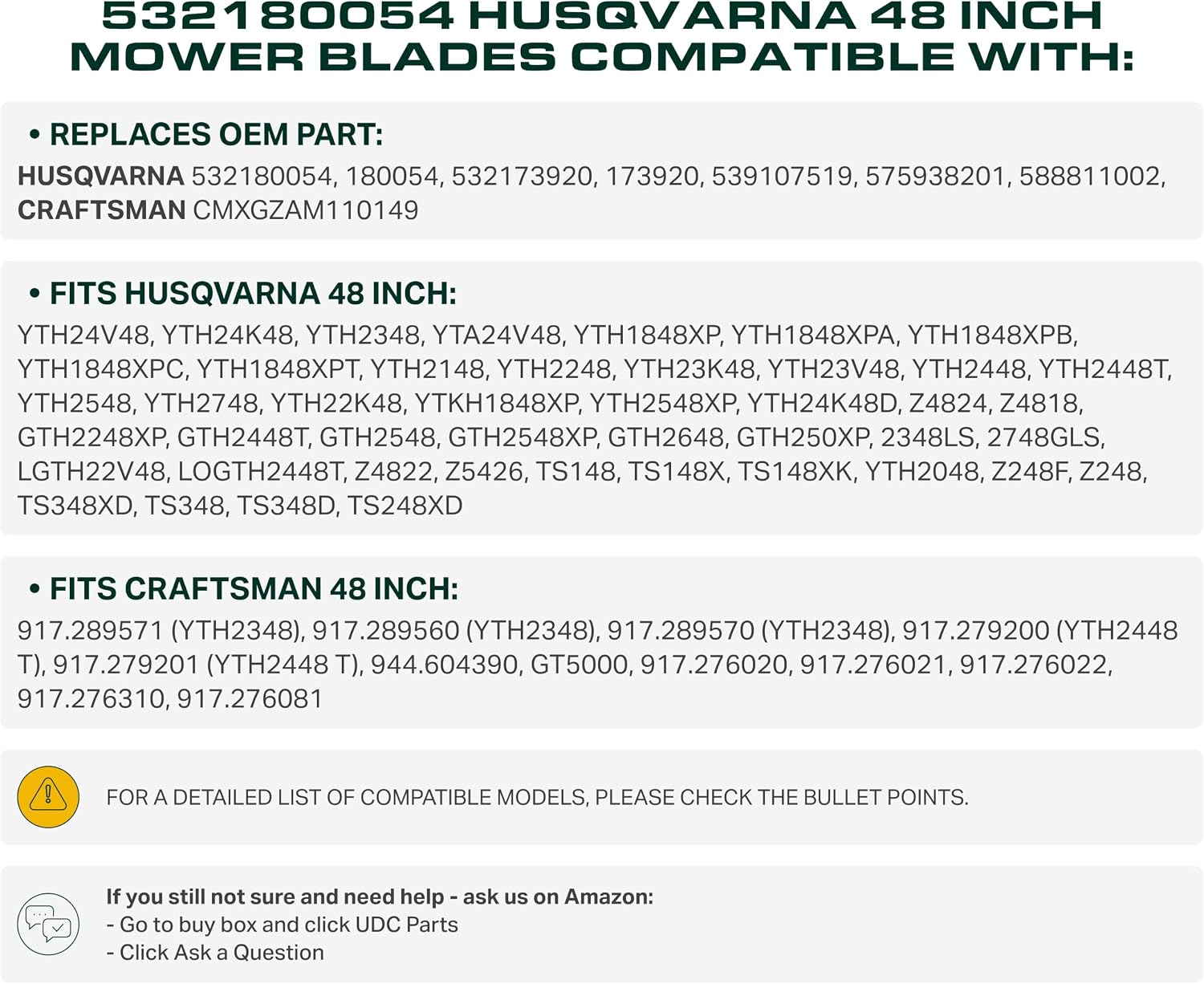 Thumbnail 6 de UDC Parts 532180054 High Lift Mulching Lawn Mower Blades Replacement (3-Pack)