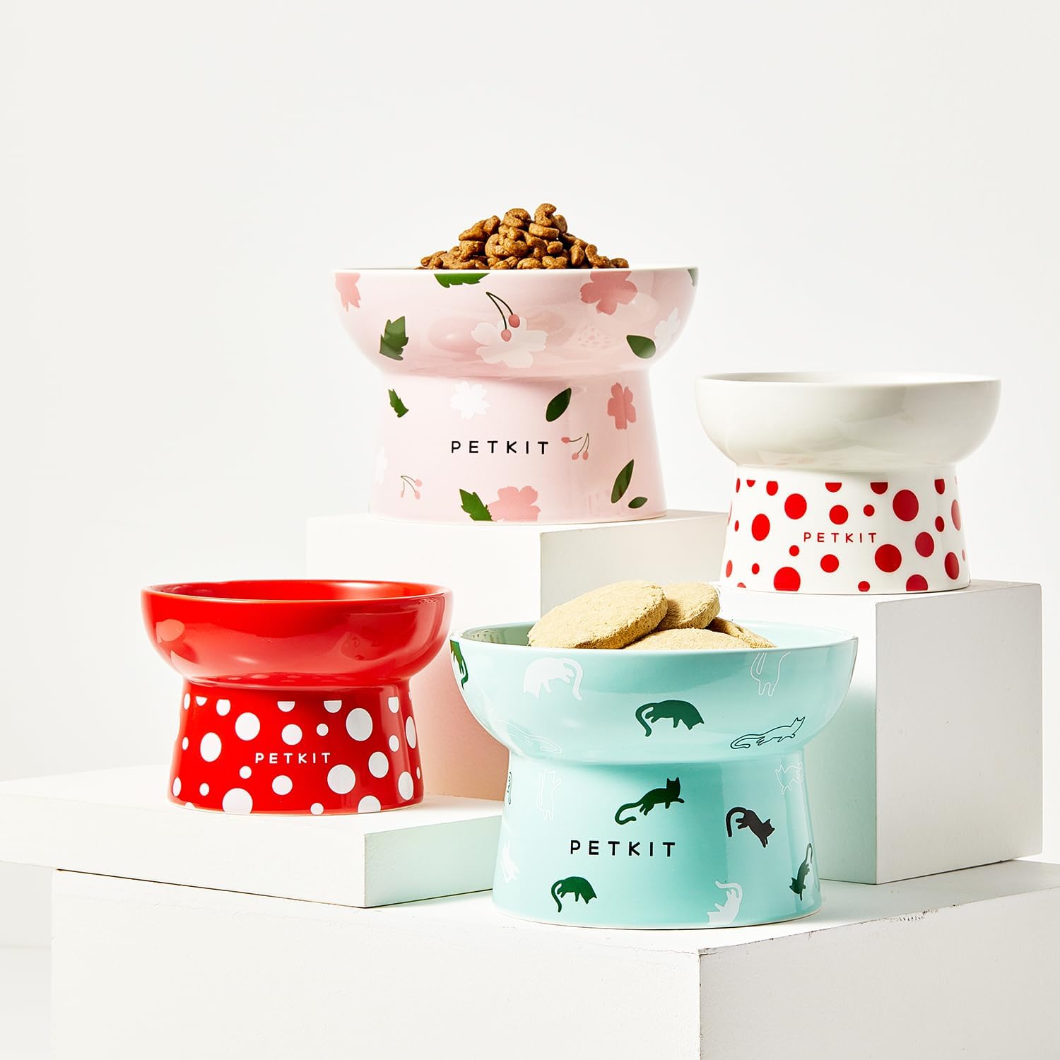 Detalle de PETKIT Raised Cat Bowl: Ceramic Elevated Feeding Dish for Comfort and Hygiene