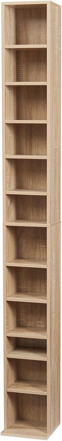 Thumbnail 2 de [en.casa] Tour CD/Étagère DVD avec 12 surfaces de stockage réglables, 175 x 20 x 20 cm, effet chêne Sonoma