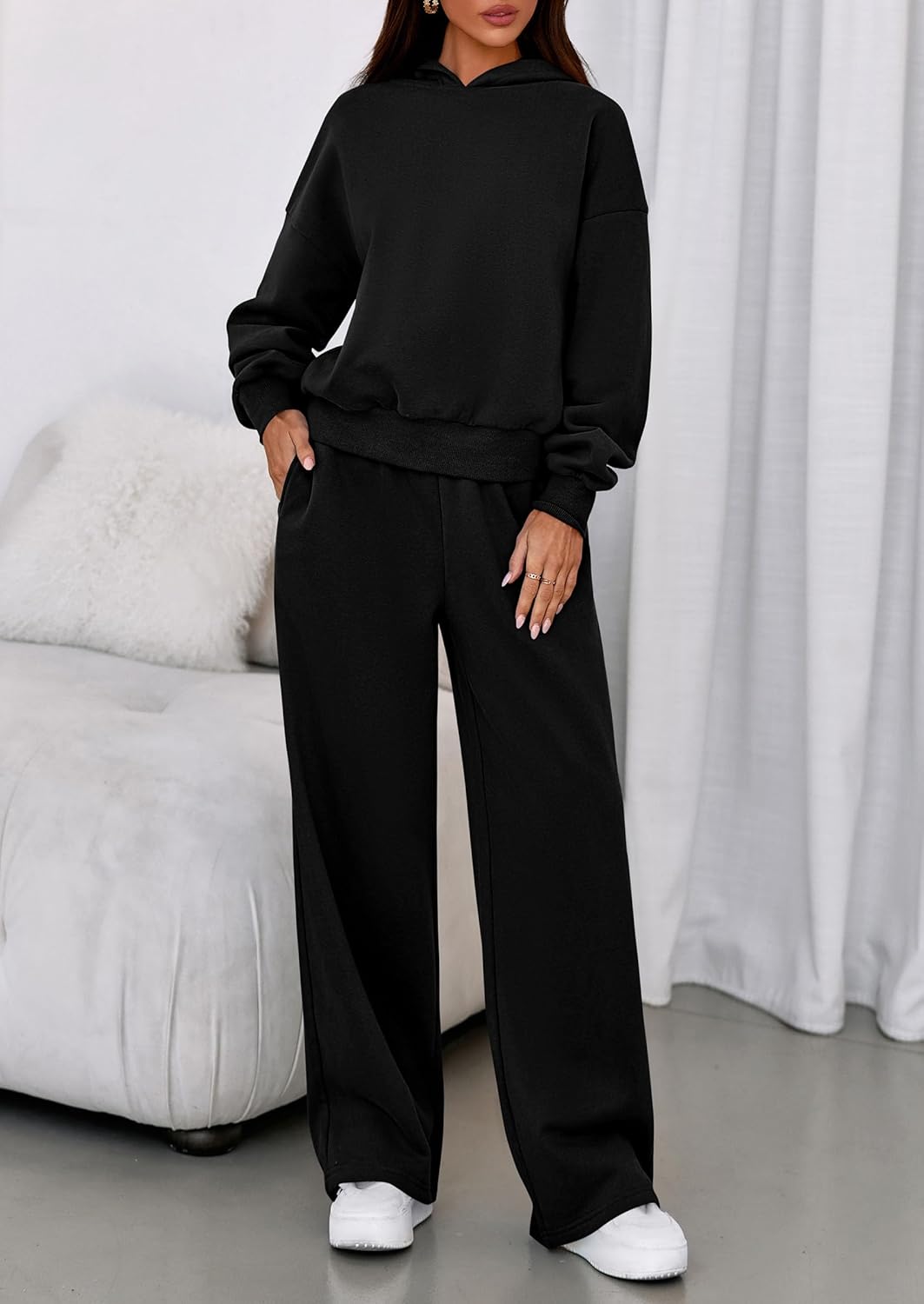 Thumbnail 6 de PRETTYGARDEN 2-Piece Women's Sweat Set: Hooded Long Sleeve + Wide-Leg Pants for Autumn