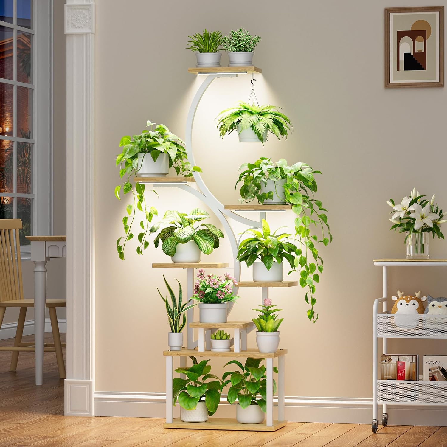 Thumbnail 1 de BACEKOLL BK251217-2 8-Tier Indoor Plant Stand with Grow Lights, 62-Inch S-Shape