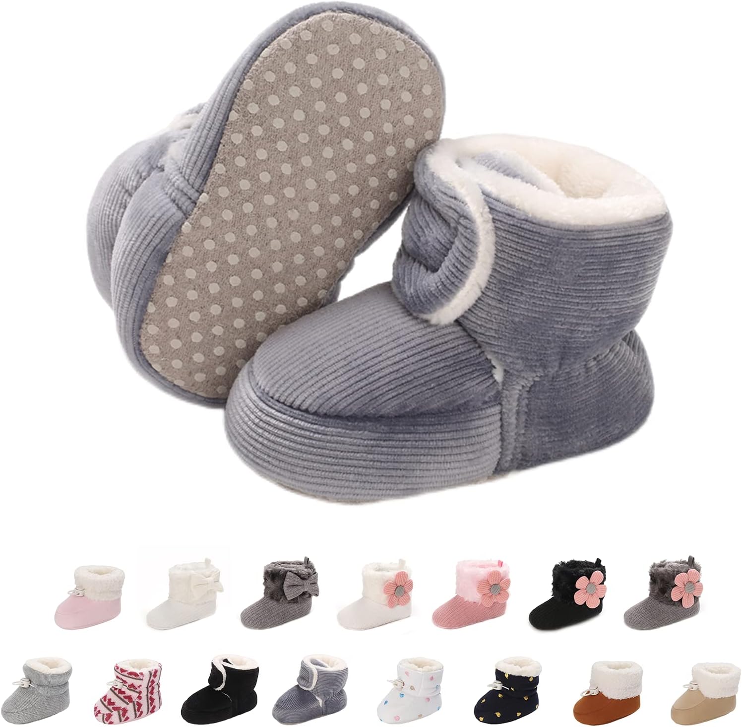 Detalle de outfit spring Baby Winter Warm Fleece Bootie (0–18 Months) – Non-slip soft sole prewalker shoes with adjustable Velcro