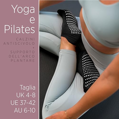 Detalle de Calzini Yoga Pilates Antiscivolo Donna Grip – All Things Accessory, 3 Paia EU 37-42
