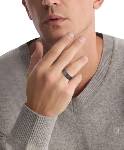 Detalle de Calvin Klein Bague CK Metallic Waves – Acier inoxydable et placage GunMetal IP