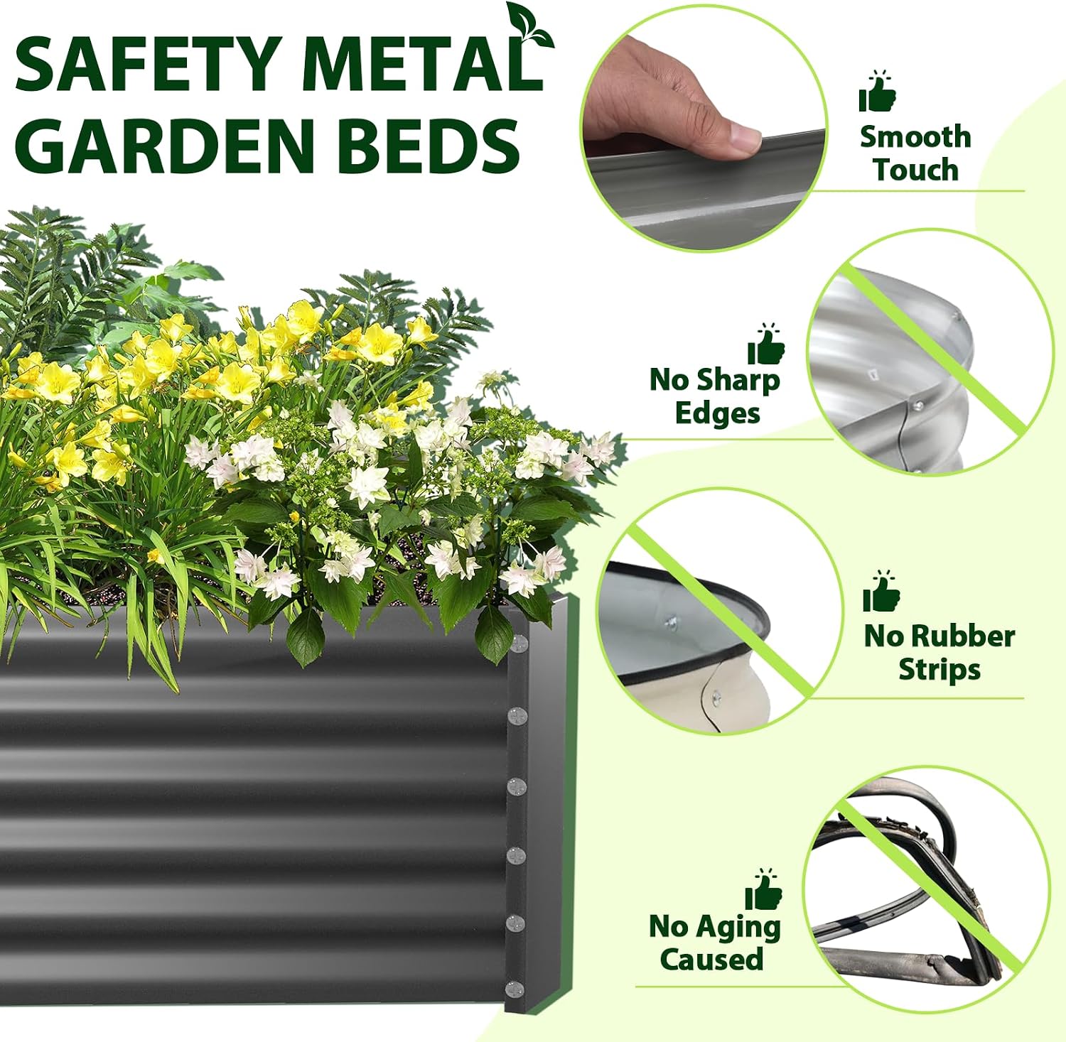 Detalle de Anleolife 8x4x1.5 ft Metal Raised Garden Bed, Quartz Gray, 18-Inch