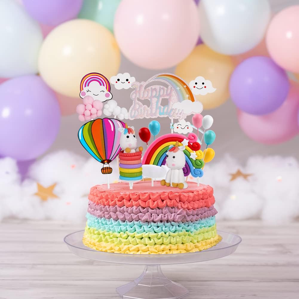 Thumbnail 5 de OSDUE Decoration Gateau Licorne – 17 pièces pour anniversaire enfant, décorations 3D réutilisables