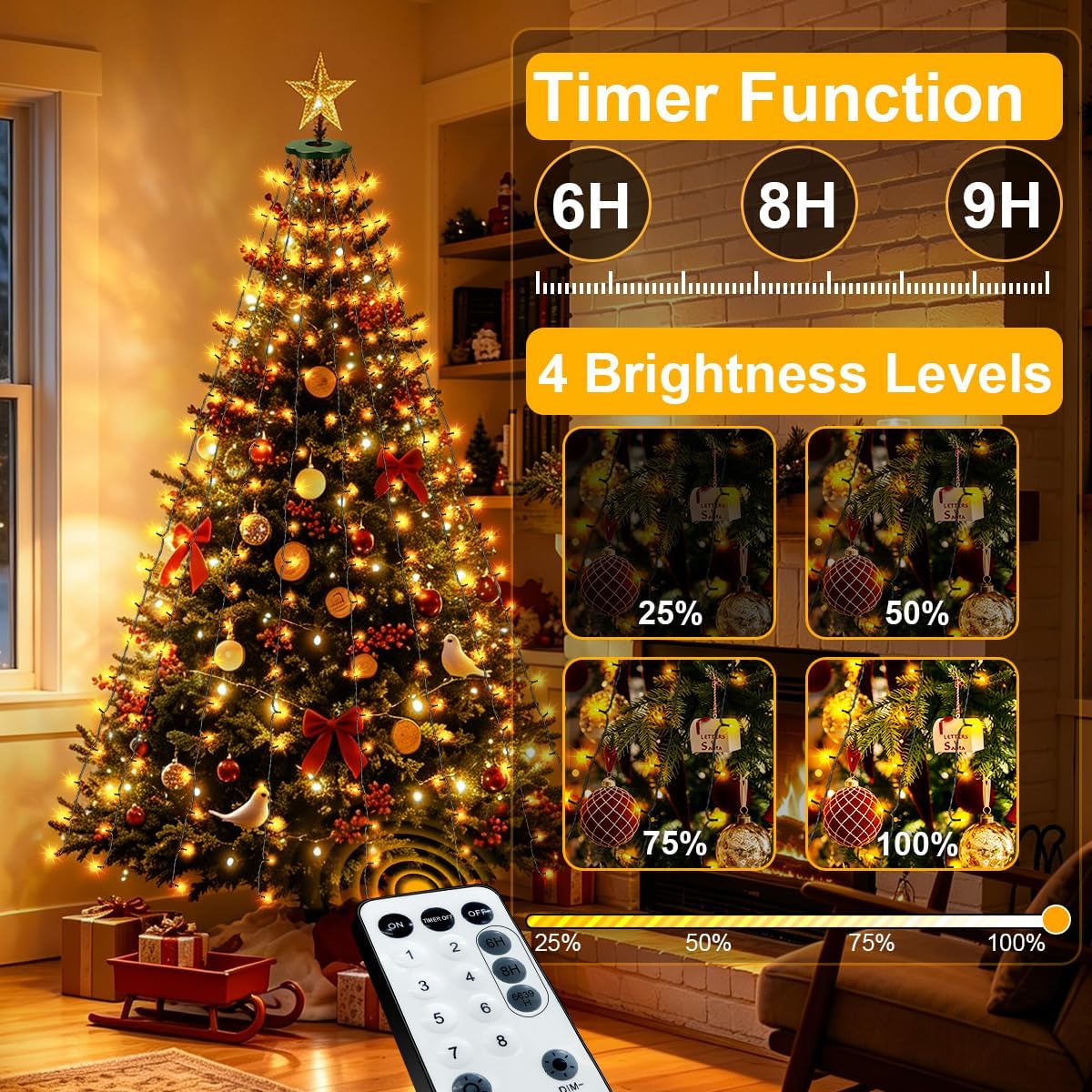 Thumbnail 5 de DREAMLAND DRCR100 Christmas Tree Topper Lights, 240 Warm White LEDs