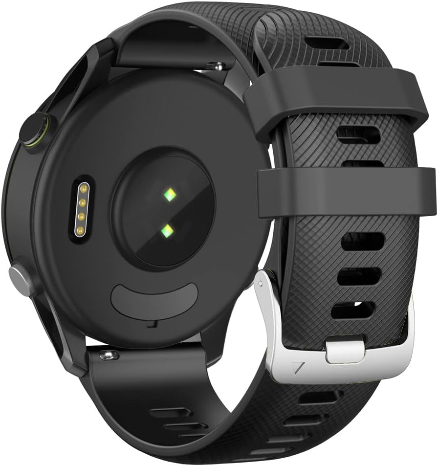 Detalle de ANBEST Silikon-Armband (22 mm) kompatibel mit Garmin Forerunner 255/Vivoactive 4/Venu 2 & weiteren Uhren – Schnellverschluss