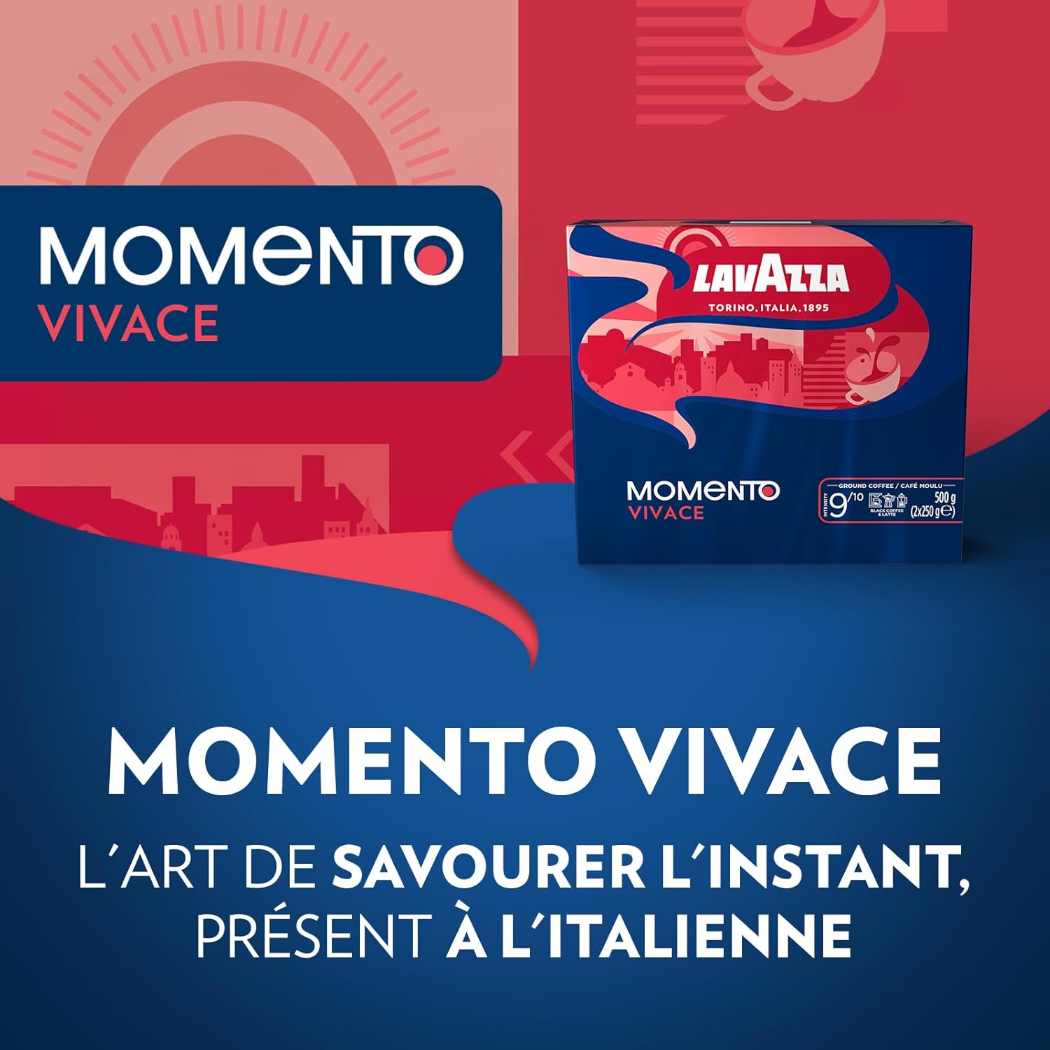 Thumbnail 1 de Lavazza Vivace Café Moulu 2 x 250 g – Arabica et Robusta, intensité forte (9/10) – Torréfaction foncée