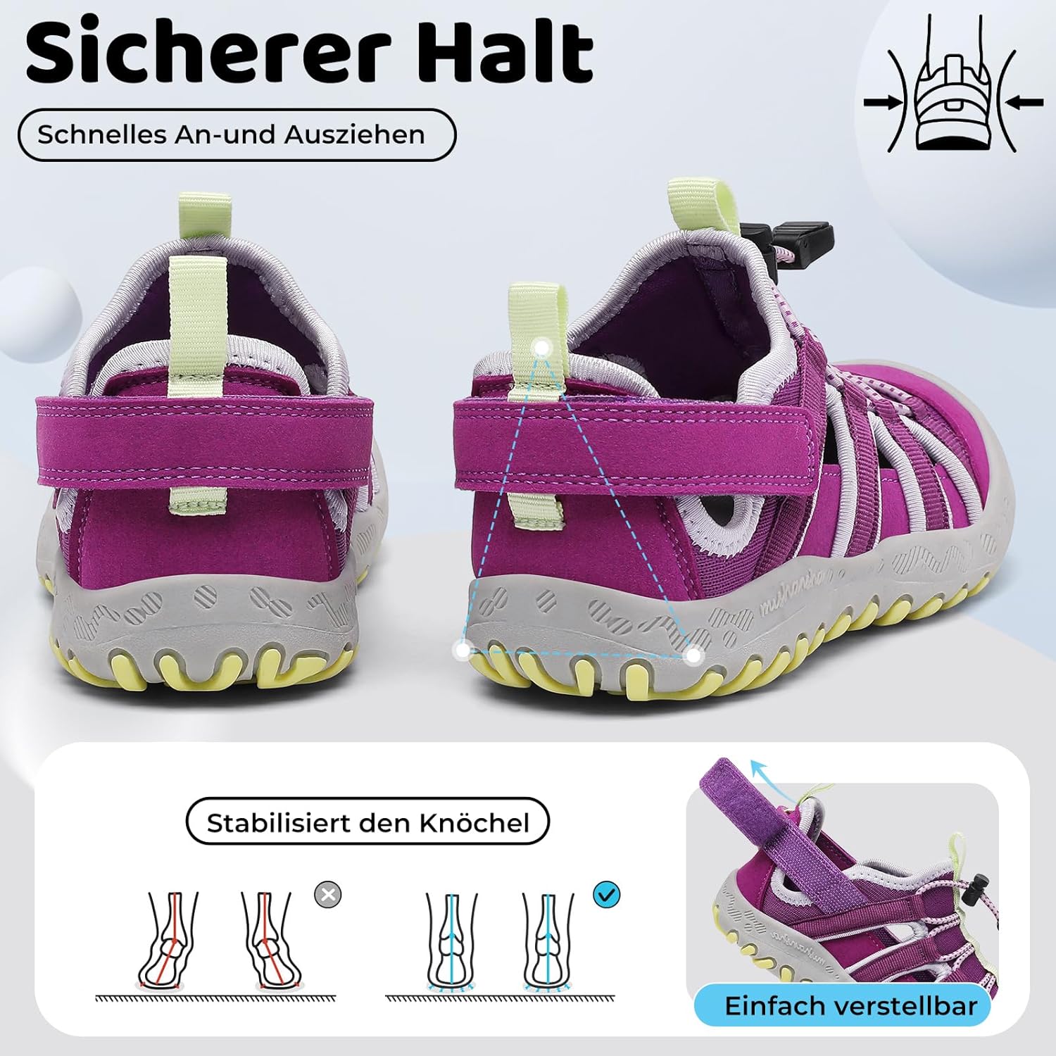 Thumbnail 4 de Mishansha Kinder-Sandalen: Outdoorschuhe mit geschlossener Zehenkappe, atmungsaktivem Mesh und rutschfester Sohle