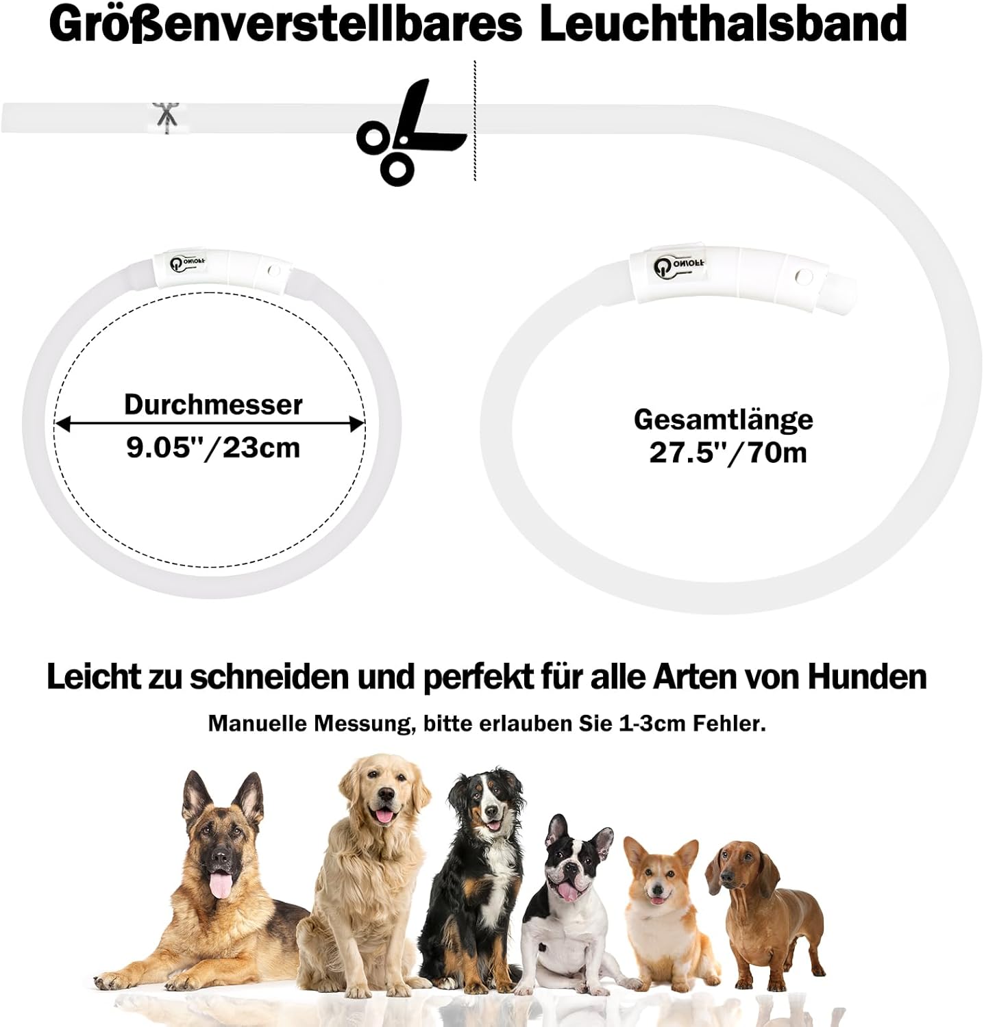 Detalle 2 de Nepfaivy Leuchthalsband Hund 70 cm