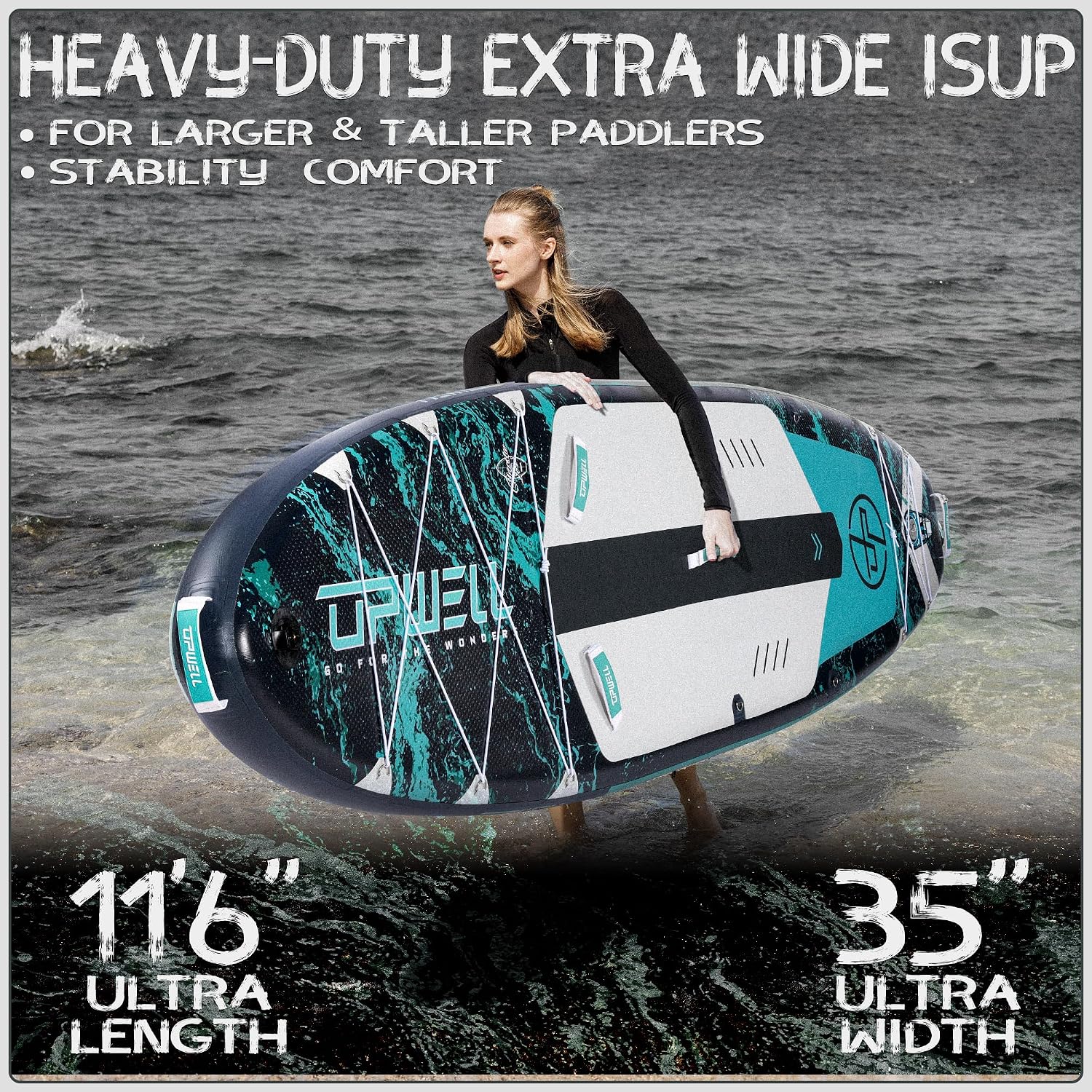 Detalle de UPWELL 11'6" Inflatable Paddle Board: Stable All-Around SUP for Families and Beginners