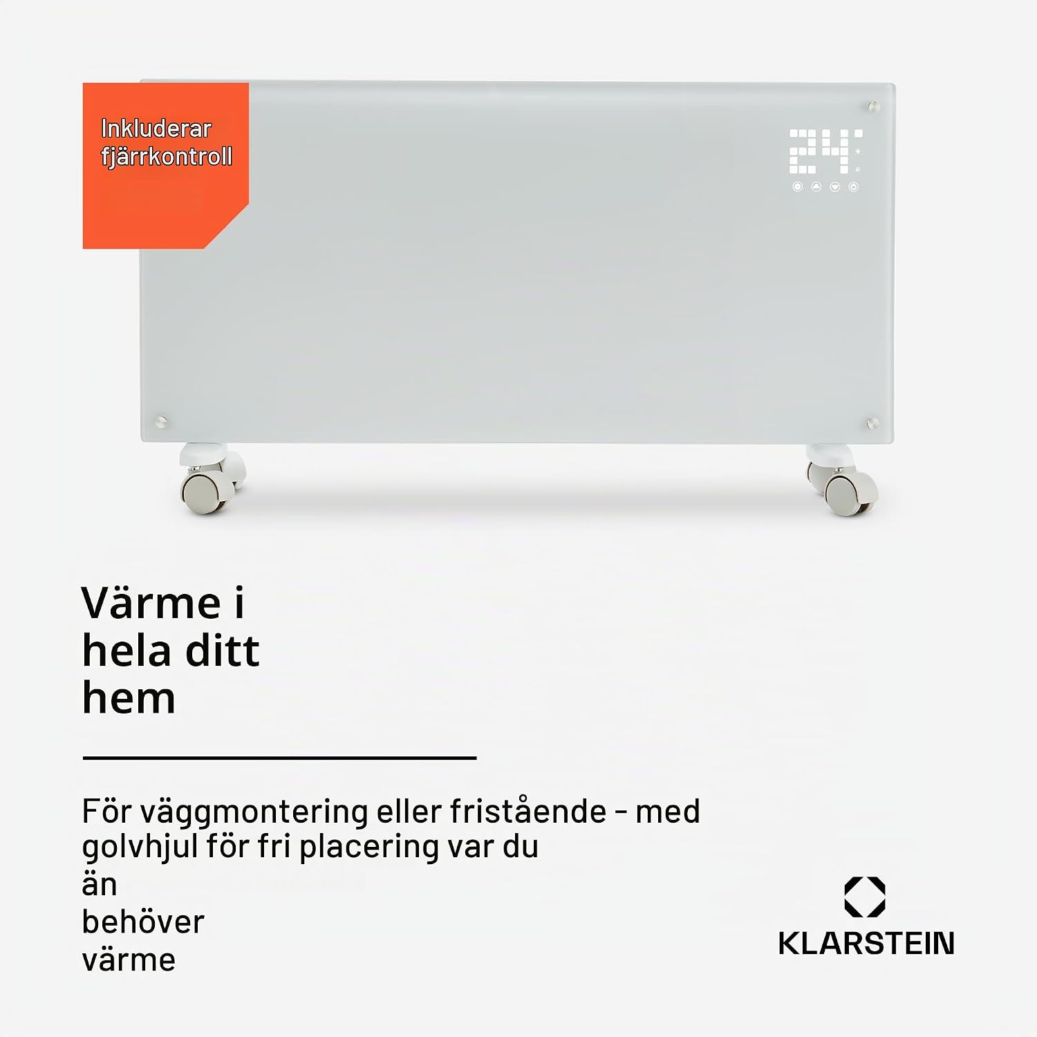 Thumbnail 3 de Klarstein ACO7-Bornholm-W konvektorelement, 2000 W med hjul och termostat