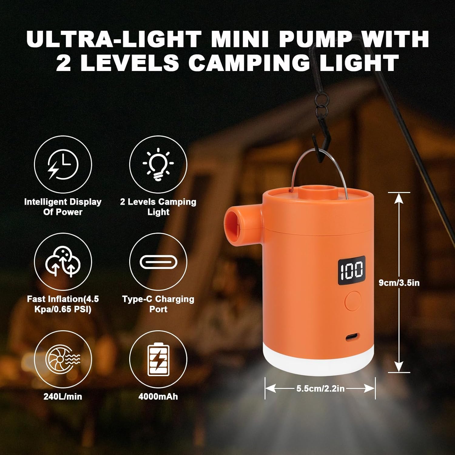 Thumbnail 1 de Portable Air Pump for Inflatables: Type-C Rechargeable, Ultra-Compact with 5 Nozzles
