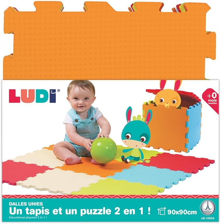 Ludi 10004 Tapis de Sol Épais pour l’Éveil de Bébé – Puzzle Géant, Couleur Unie