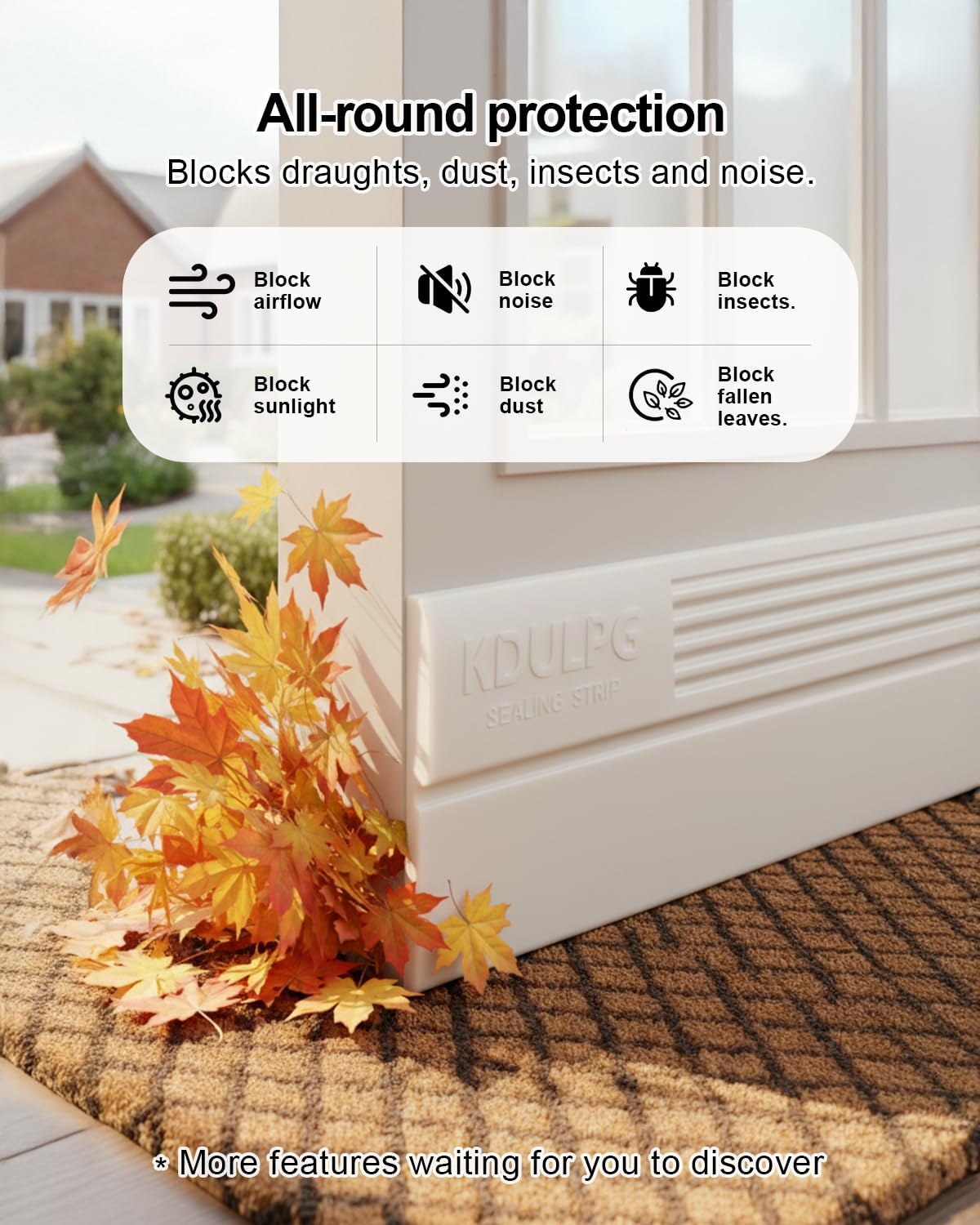 Detalle de Upgraded Silicone Draught Excluder for Doors – Self-Adhesive White Door Seal