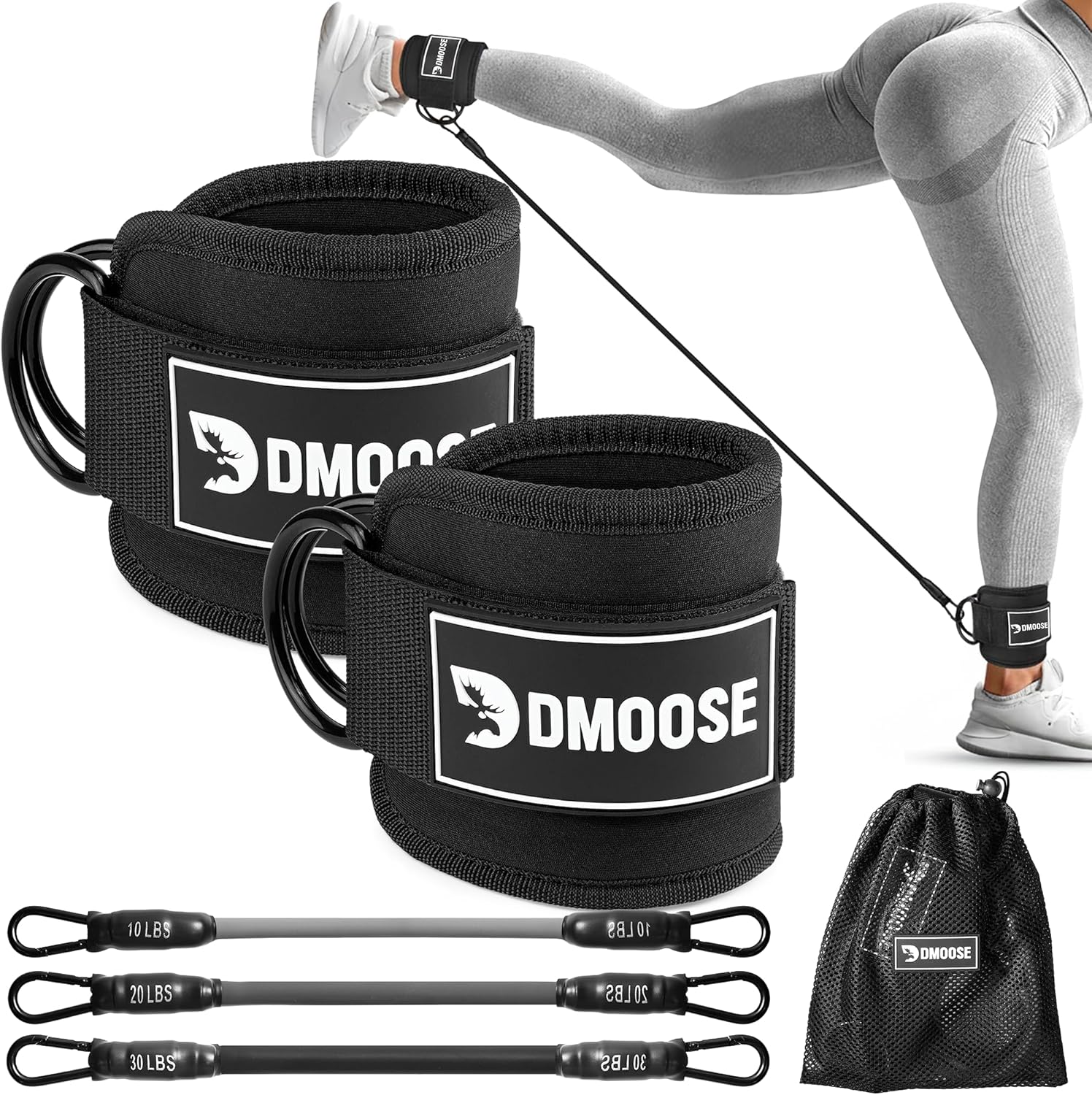 DMoose Ankle Strap for Cable Machine – One Size Fit with Premium Padding for Glutes and Lower Body