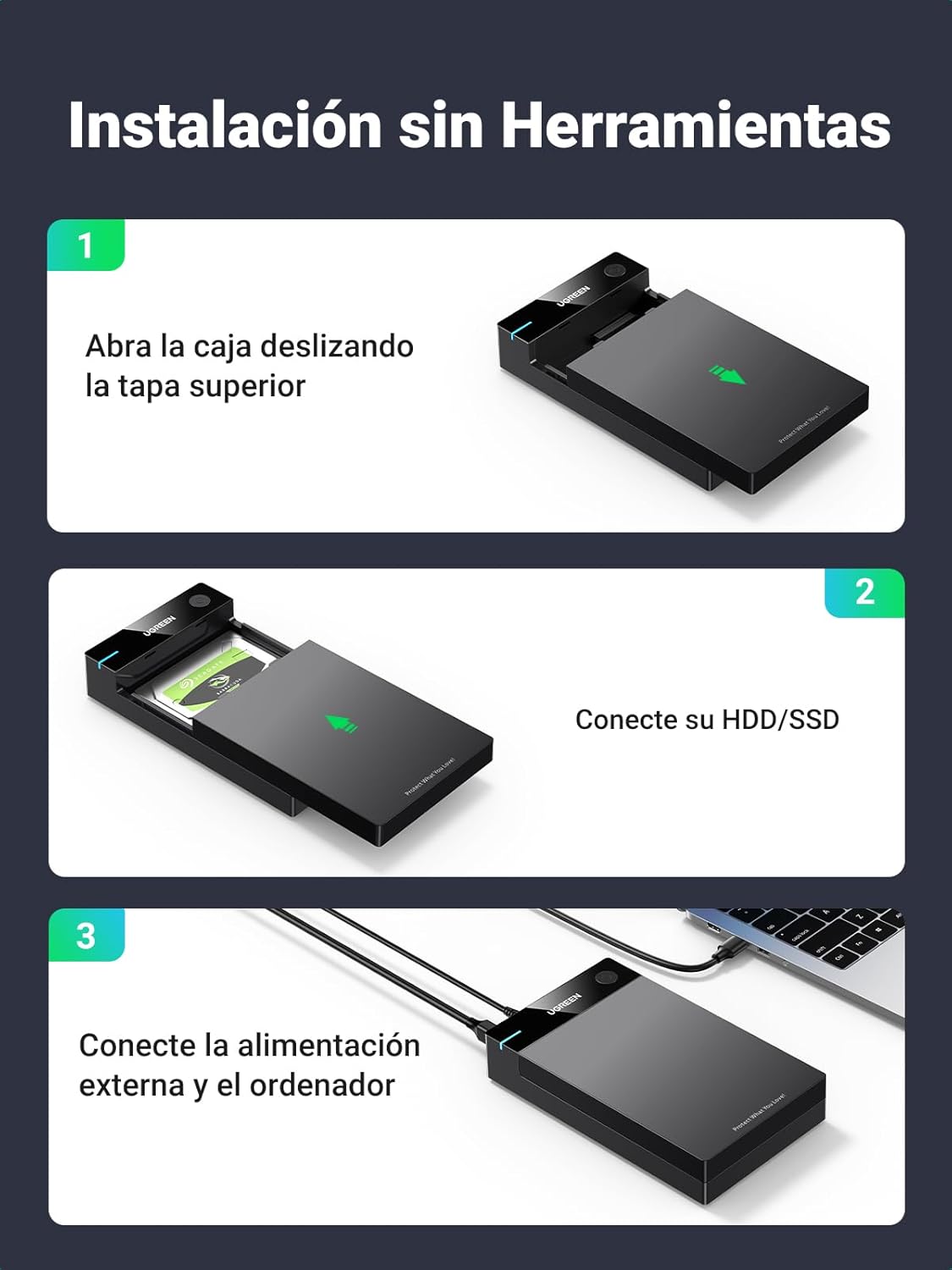 Thumbnail 4 de UGREEN Carcasa SATA SSD 3.5" 20TB, almacenamiento rápido 🚀