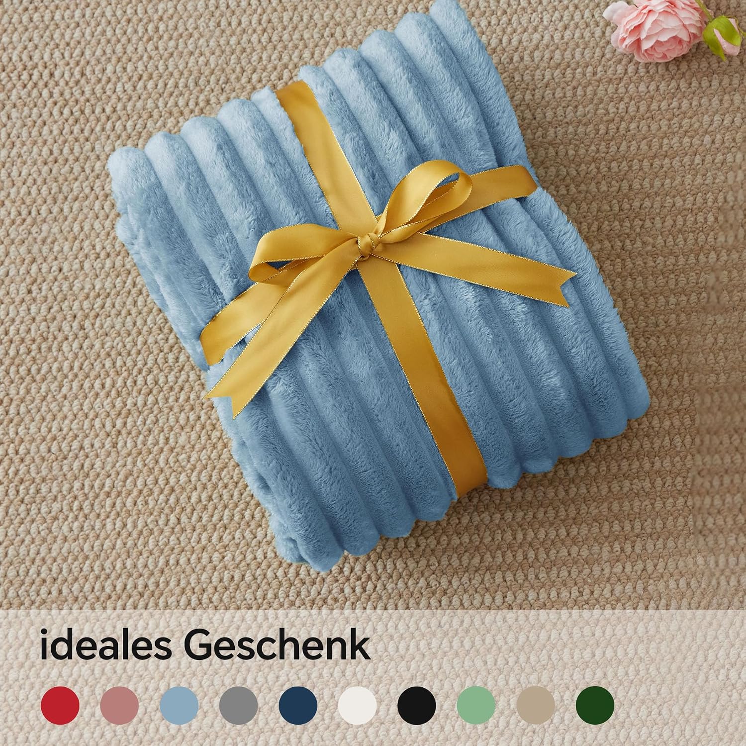 Thumbnail 5 de BEDELITE Kuscheldecke 125×150 cm – Flanelldecke Hellblau 🛋