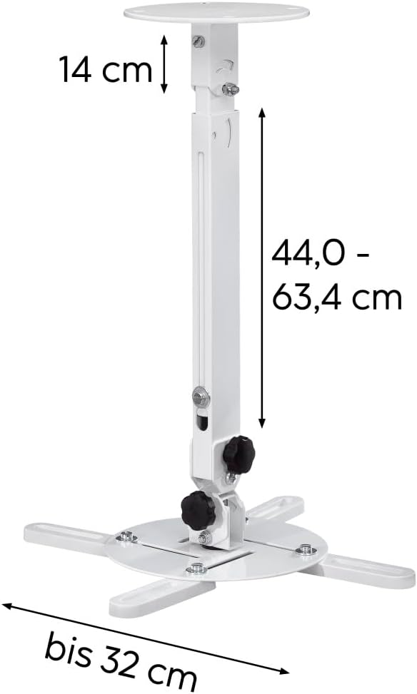 Thumbnail 3 de Support vidéoprojecteur plafond et mur rotatif 360° Hama, inclinable ±30°, réglage en hauteur 44 à 63,4 cm, charge max 15 kg