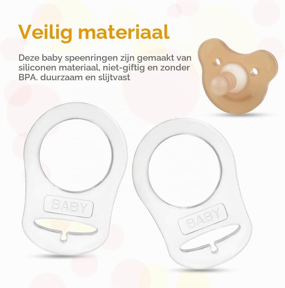 Detalle 2 de Vicloon siliconen fopspeenringen, 12 transparante adapters