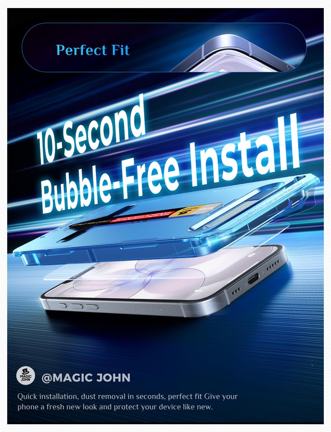 Thumbnail 4 de MAGIC JOHN 2 Pack for iPhone 17e Screen Protector – HD Clear, 9H Tempered Glass, Bubble-Free Installation