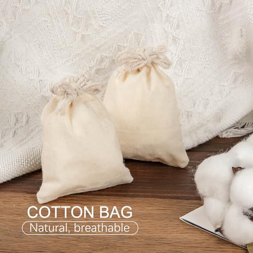 Detalle de Sacs en toile 7x9 cm - Pack de 30, Petit sac cadeau avec cordon de serrage (lin/coton) - Packra