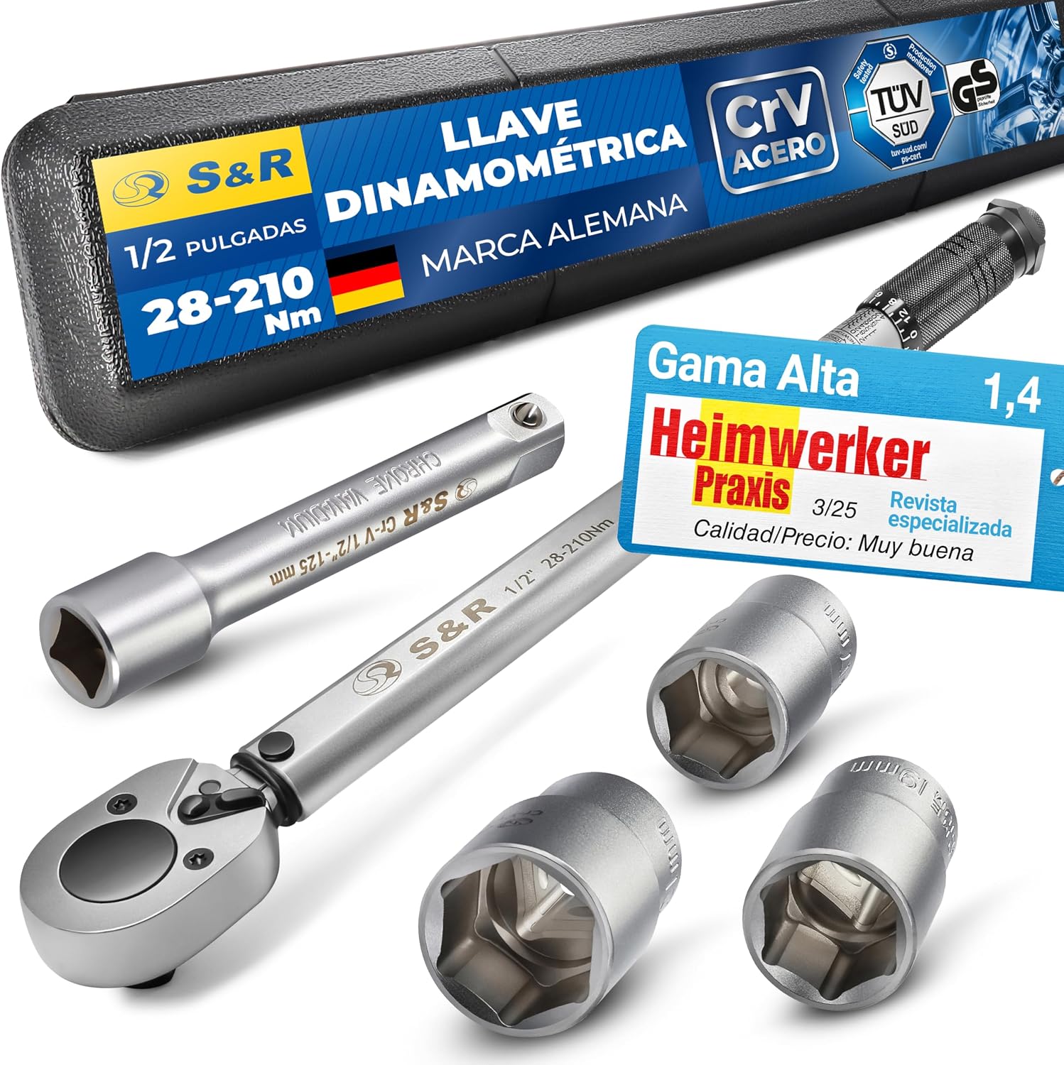 Detalle de S&R Llave Dinamométrica 1/2 28-210 Nm