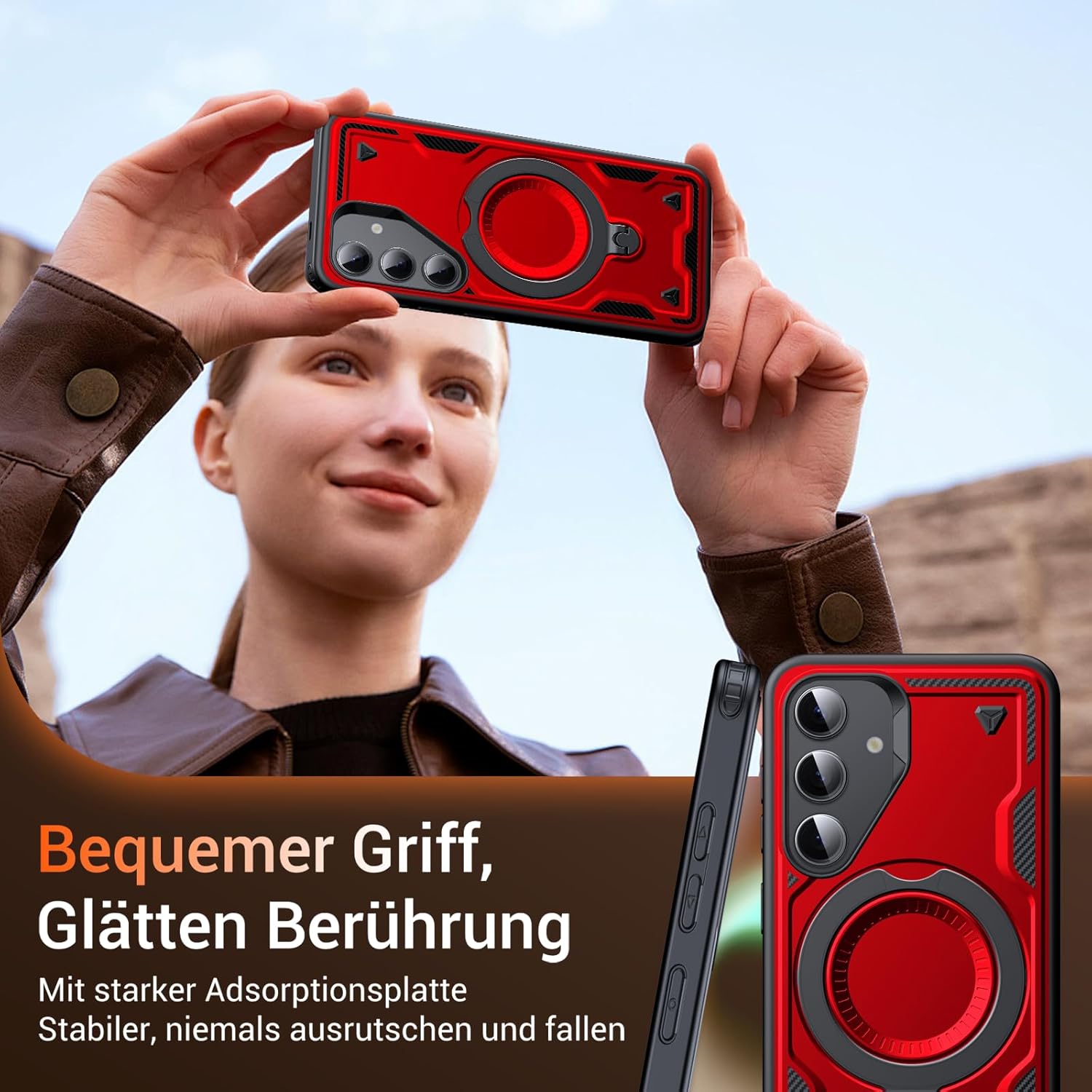 Thumbnail 5 de WYUIC Hülle für Samsung Galaxy S24 5G – Rundum-Schutz mit 360° Ringhalter, Militärstandard, mehrschichtiger Stoß- und Kratzschutz