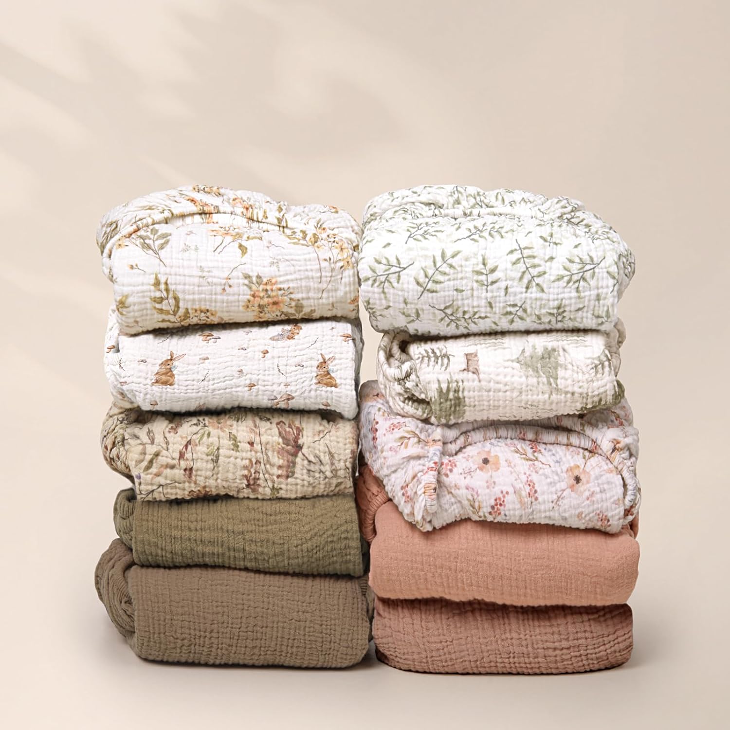 Detalle de lulumoon CB Muslin Cotton Crib Sheets, 2-Pack, 100% Cotton, Easterbunny Print