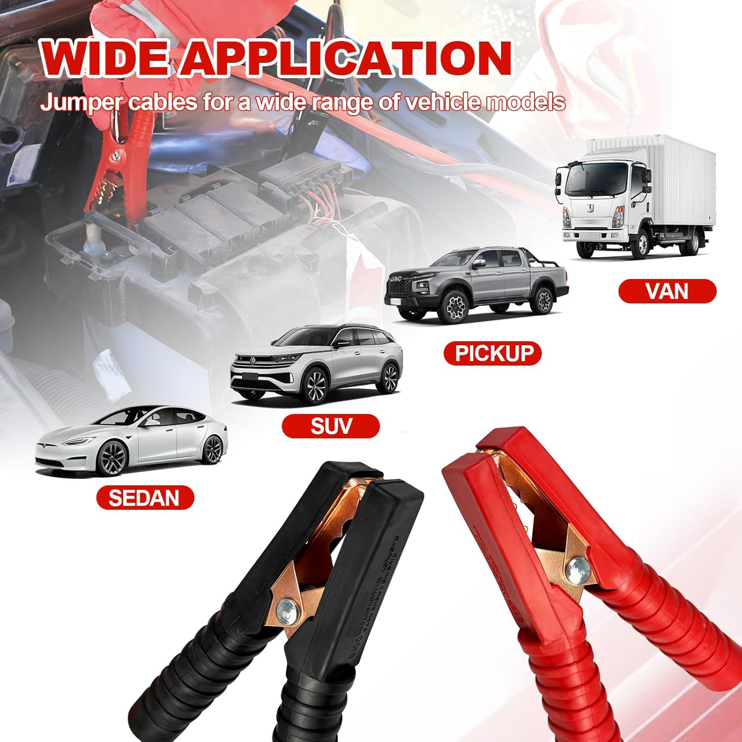 Detalle de TAOBWN 3m 3000A Jump Starter Cables: Heavy-Duty, Insulated Booster Leads