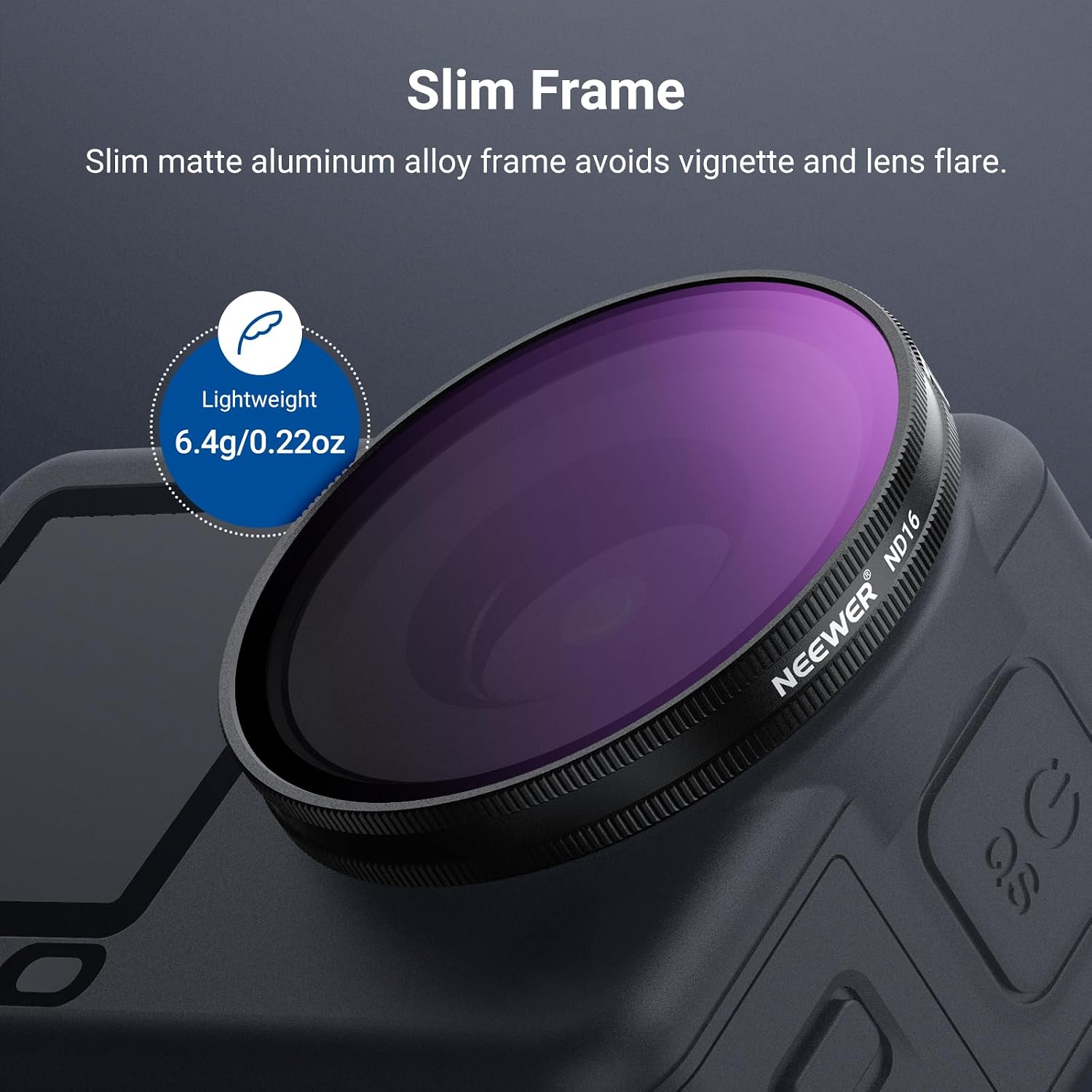 Detalle 2 de NEEWER CPL + ND Filter Set FL-B100 for DJI Osmo Action 6 (4 Pack: ND8/16/32 + CPL)