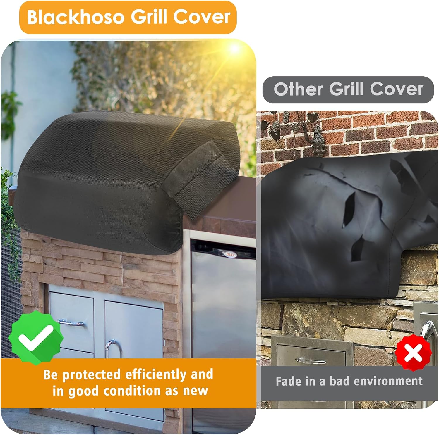 Detalle 1 de Blackhoso BLZ-32 Built-In Grill Cover, 37 x 21.6 x 14.2 in, Felt Backing