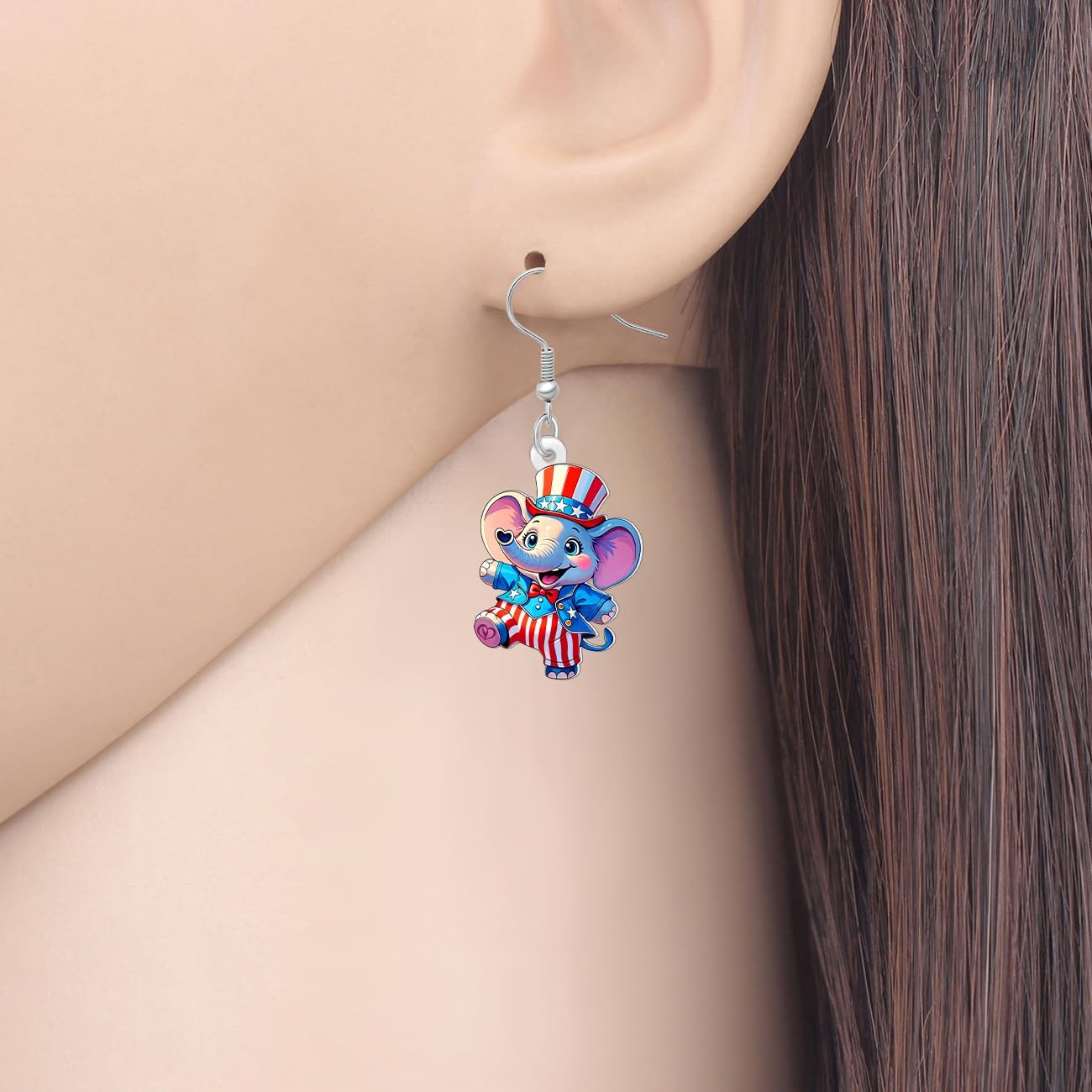 Detalle 2 de YAYAKO Acrylic Cute Elephant Earrings – Lightweight Acrylic Dangle Jewellery