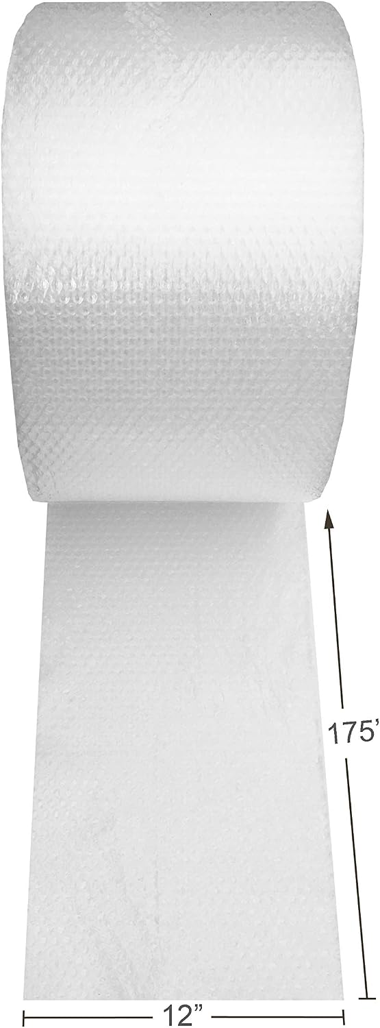 Detalle de Amazon Basics Bubble Wrap for Moving, 12-inch x 175-ft, Small 3/16" Perforated Clear