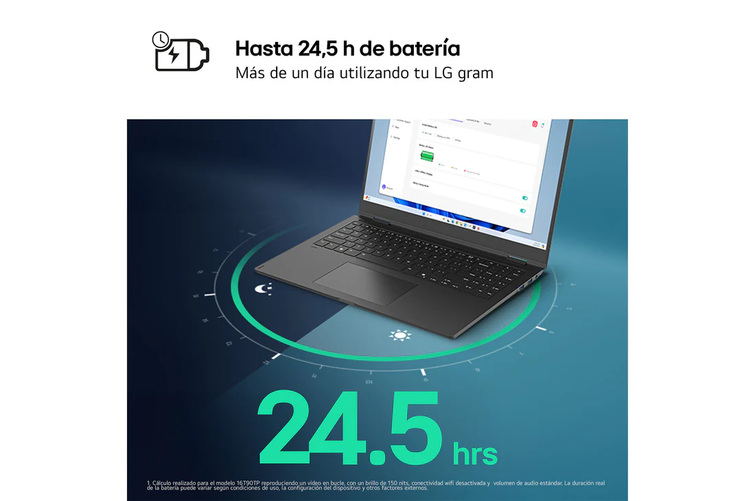 Detalle de Portátil LG gram 14ZD90RU-G: 14" con Core i5, 8 GB RAM, 256 GB SSD y apenas 999 g de peso