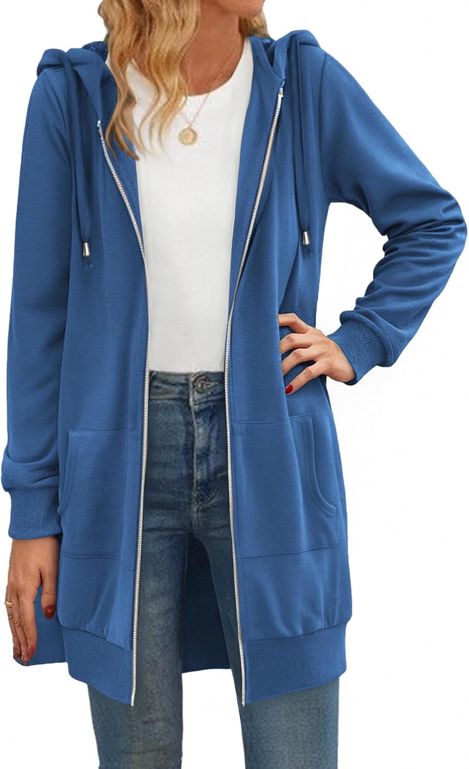 Detalle 2 de Zeagoo Women's Zip Up Hoodies Long Tunic Sweatshirt