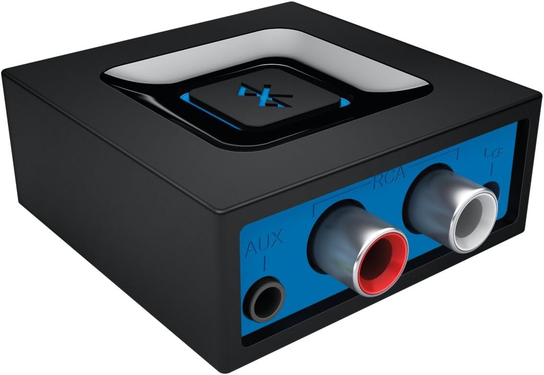 Detalle de Logitech Wireless Bluetooth Audio Receiver (3.5mm + RCA, one-push pairing) – UK plug, Black/Blue