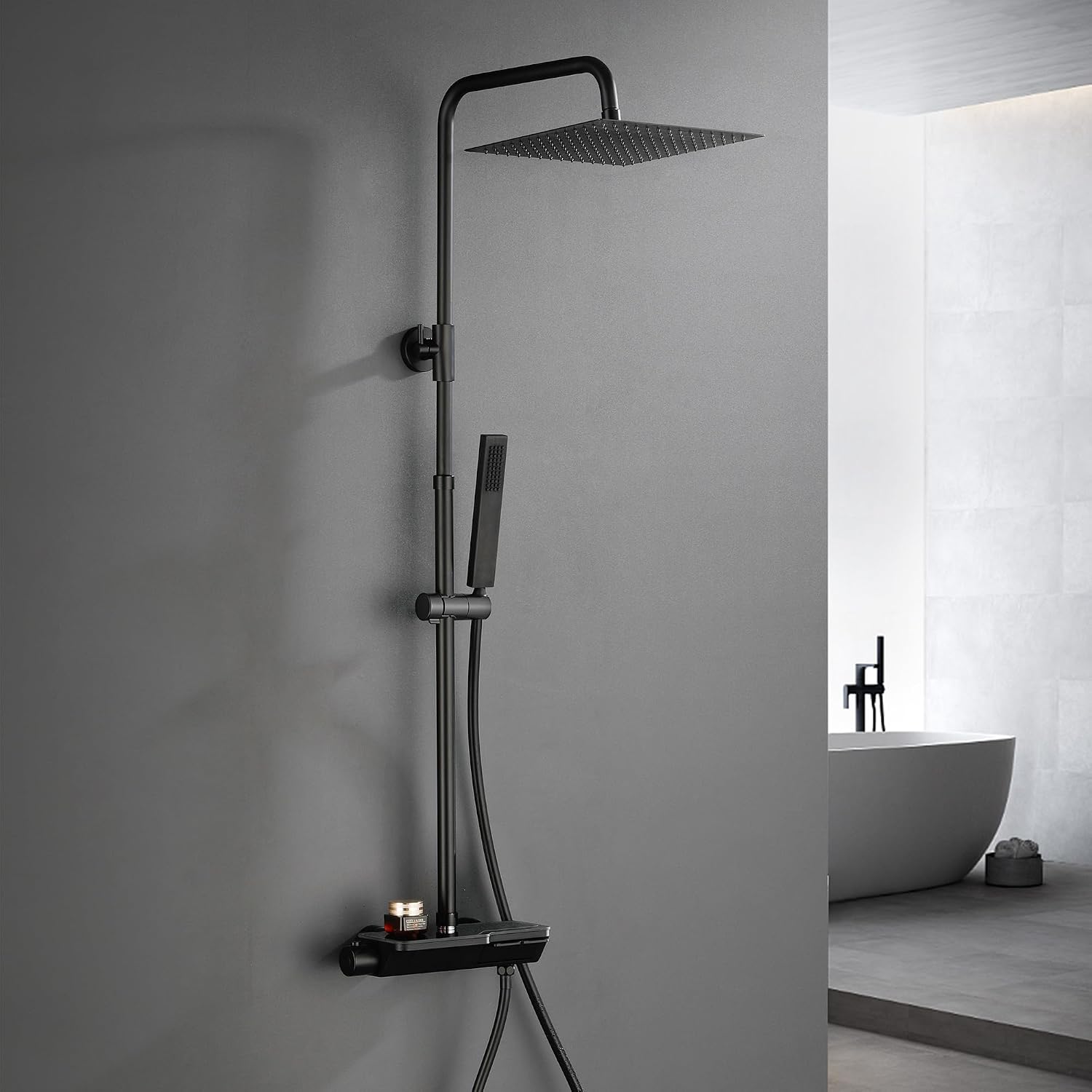 Thumbnail 6 de Colonna doccia Görbach Nero con termostatico in acciaio inox 304 e soffione 20×20 cm