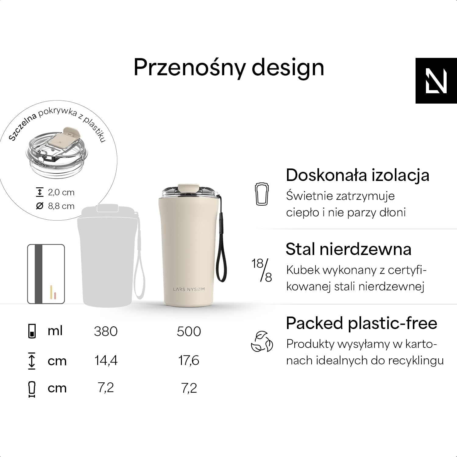 Detalle 2 de LARS NYSØM ROE-3-CREBEI kubek termiczny 500 ml ze stali 18/8