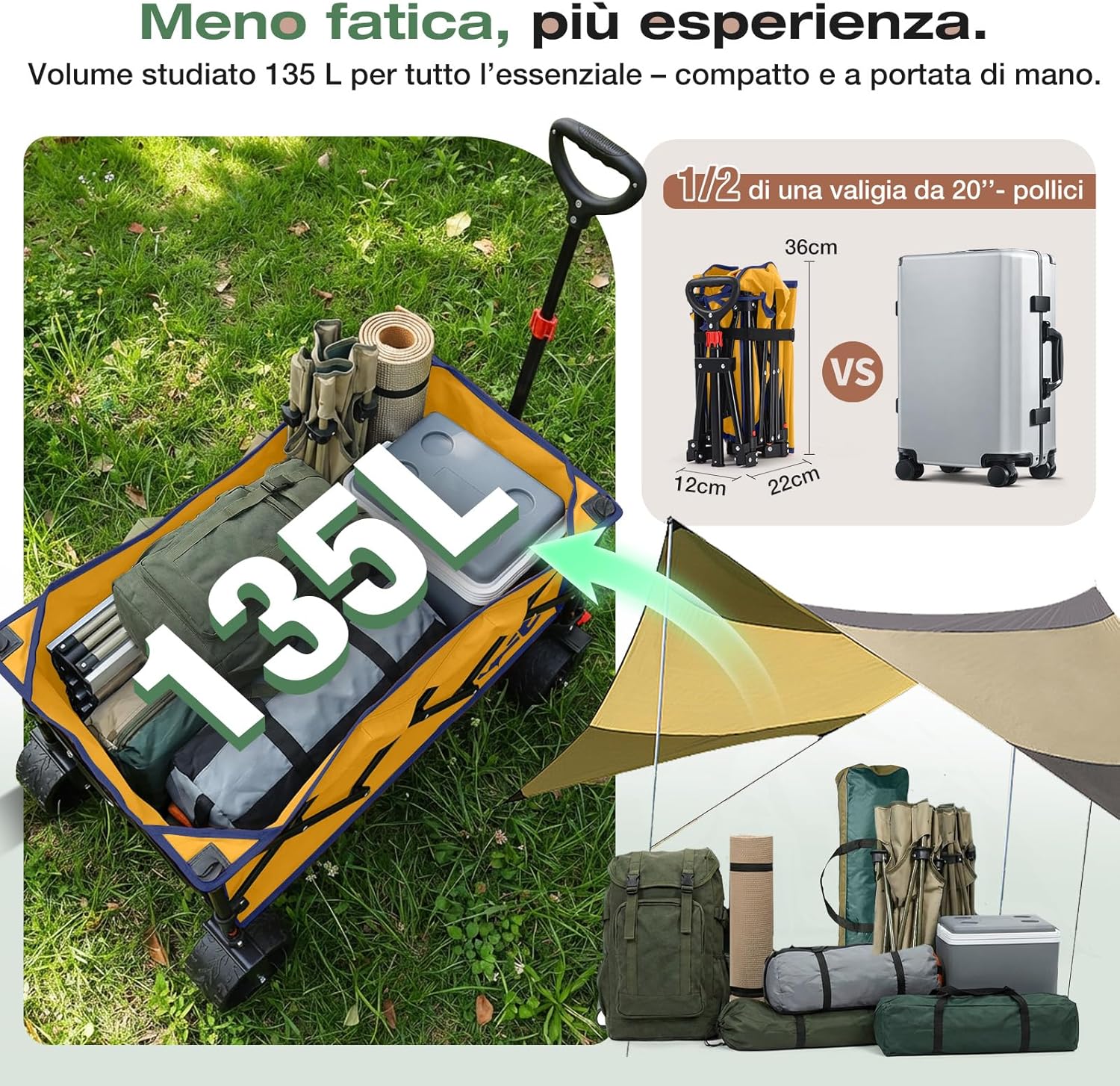 Detalle de Sekey Carrello Pieghevole XXL 135L SE4031: carrello portacarichi leggero, robusto e facile da montare