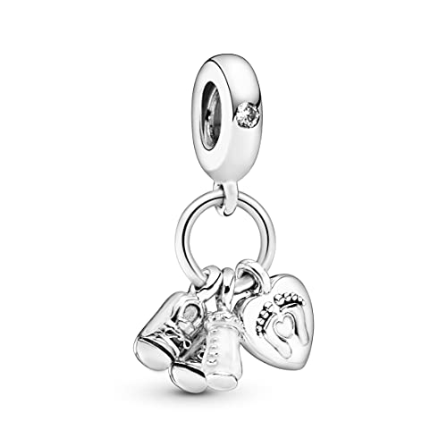 Detalle de Pandora Icons Colgante de plata 925: zapatos, biberón y corazón con circonitas