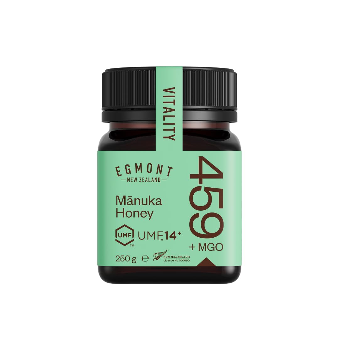 Detalle de Egmont Honey Manuka Honig 459+ MGO 14+ UMF 500 g – 100% Roher Neuseelandischer Honig, zertifiziert