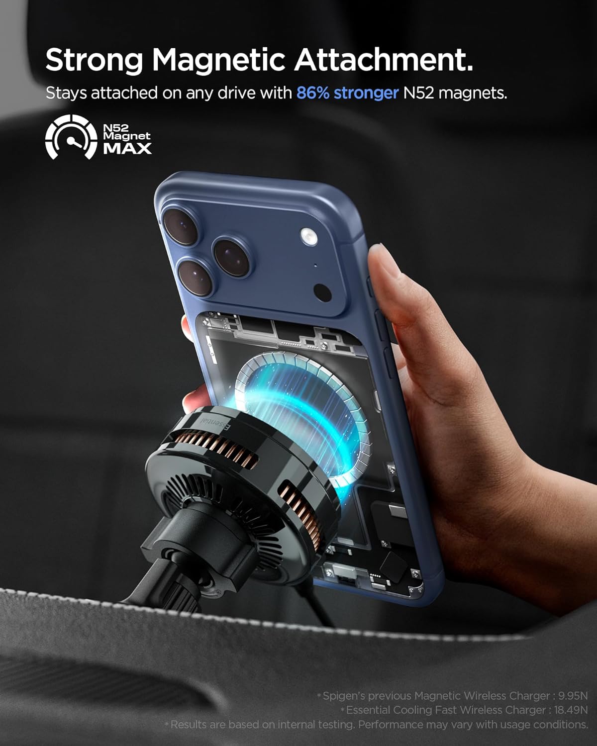 Thumbnail 3 de Spigen Essential CryoMax MagFit Qi2.2 25W chargeur voiture MagSafe avec refroidissement Peltier