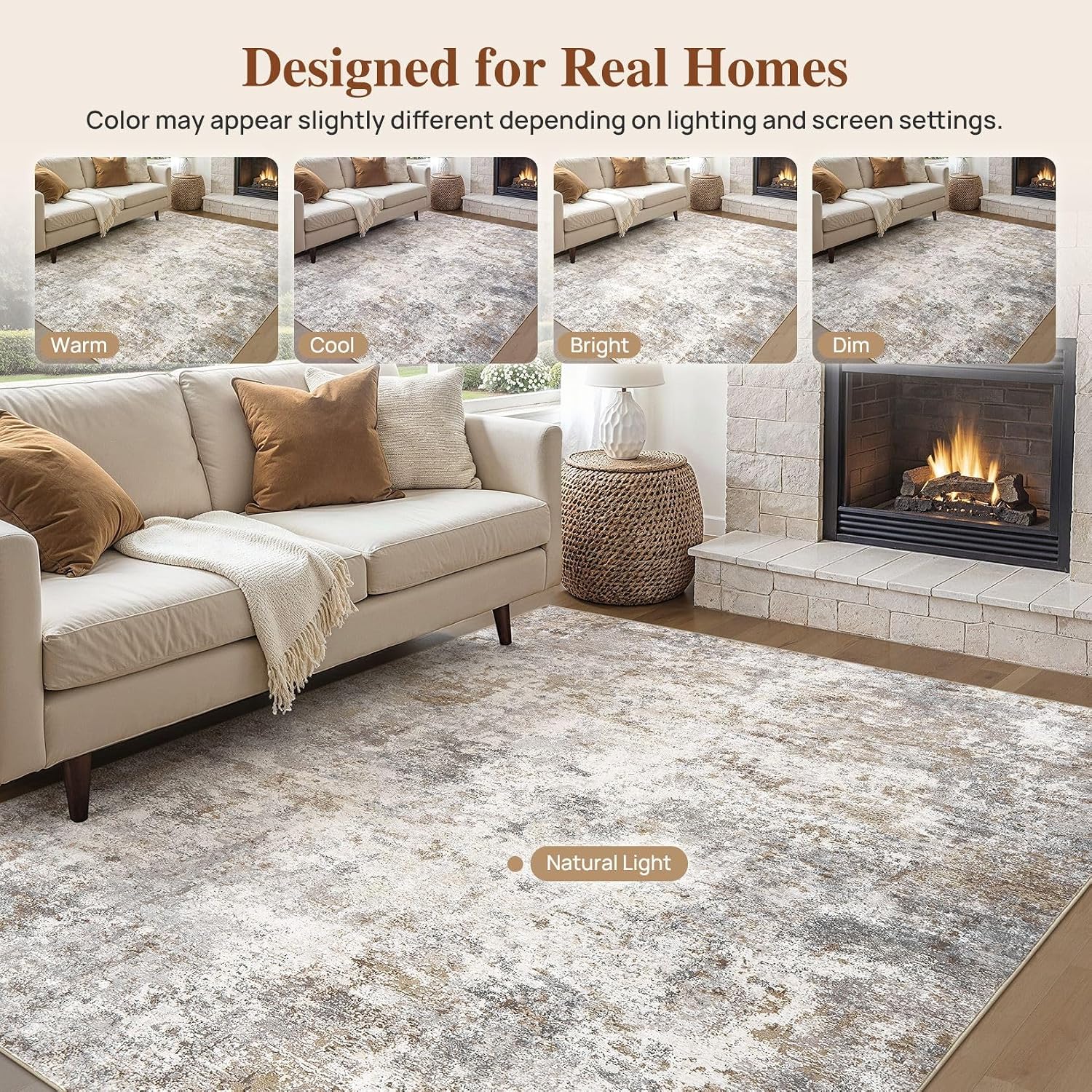 Thumbnail 6 de UERMEI 5' x 7' Washable Abstract Area Rug, Low Pile with Rubber Backing
