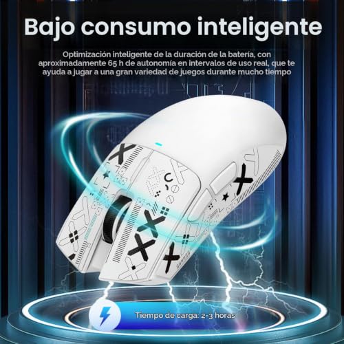 Detalle de ATTACK SHARK X11, ratón gaming inalámbrico con sensor PAW3311 y base magnética