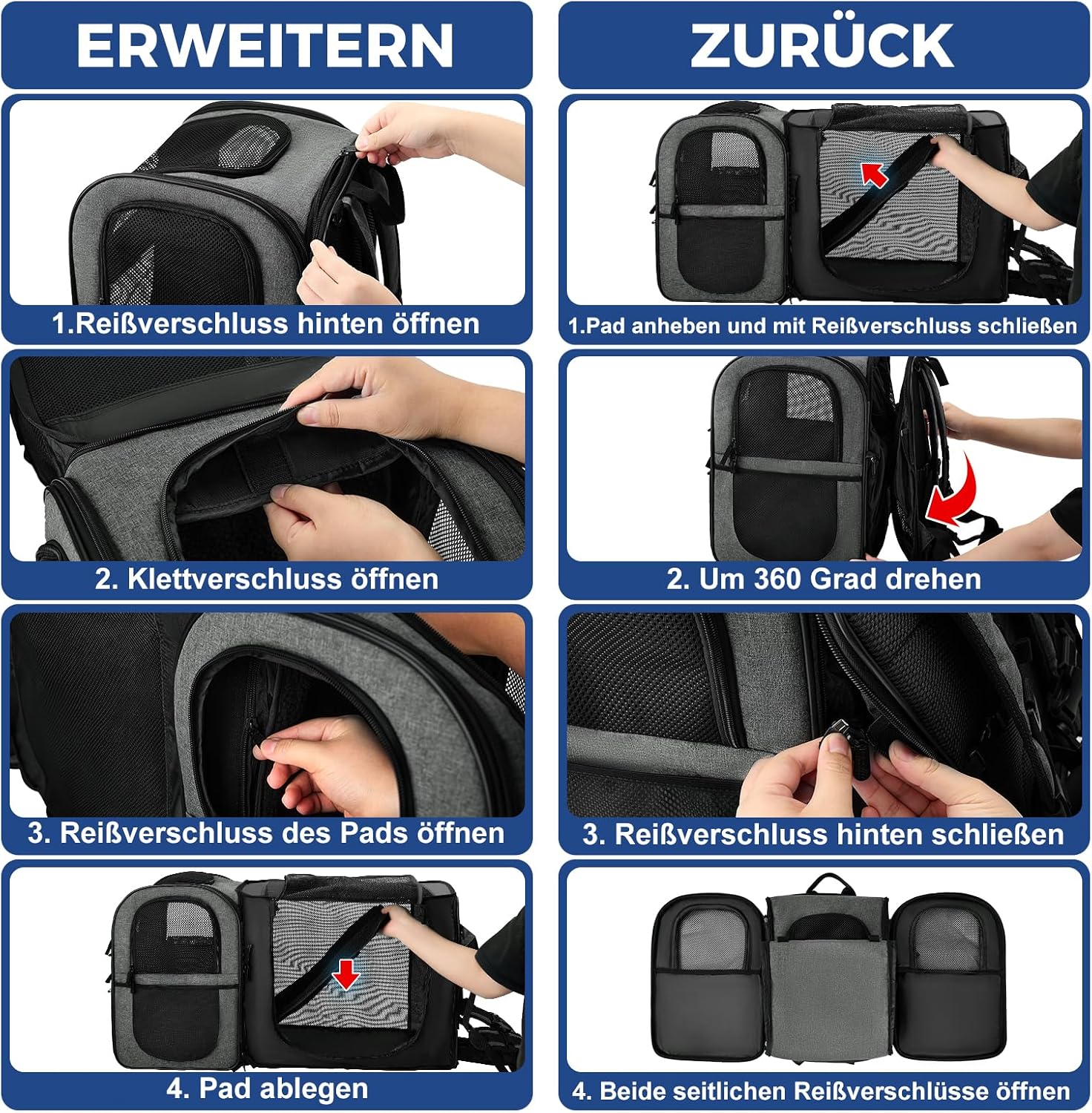 Detalle de apollo walker Erweiterbar Katzenrucksack 16"