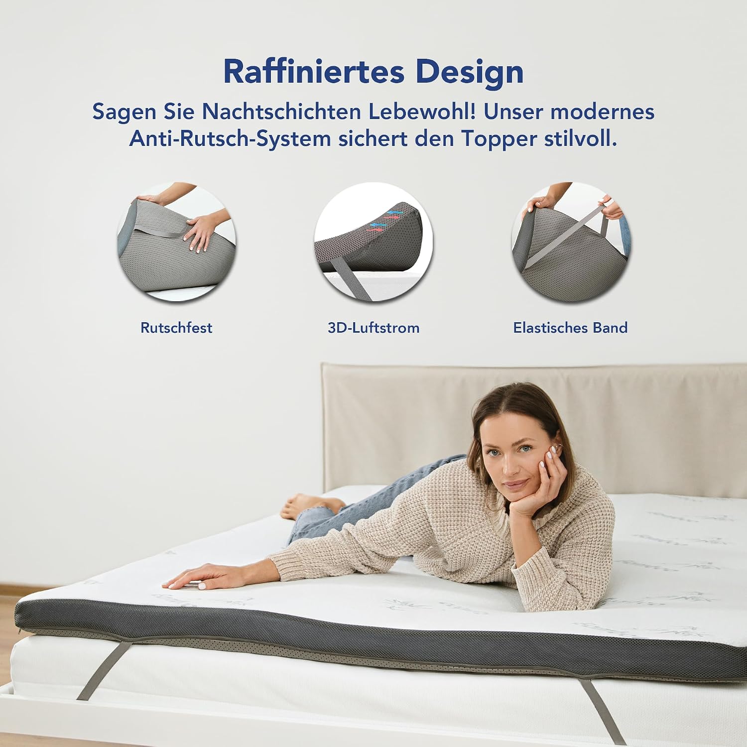 Thumbnail 6 de MKS.® Gel Topper 180x200 cm: 7 cm Gel-Memory-Schaum mit Bamboo-Bezug und Anti-Rutsch-System