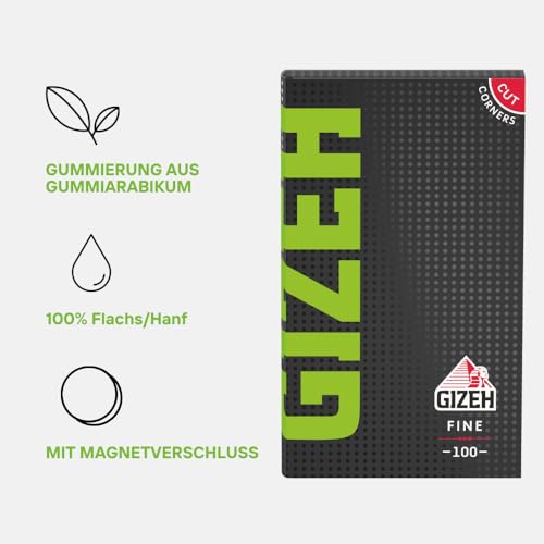 Detalle de GIZEH BLACK Fine Papers 18,5 g/m² – 20 Heftchen à 100 Blatt