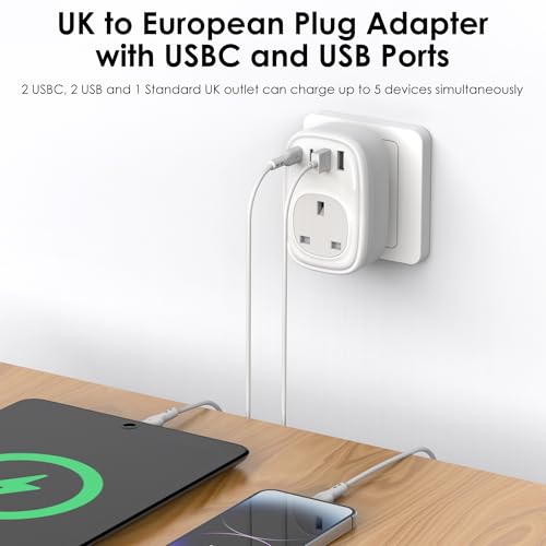 Thumbnail 2 de Tusreda UK to EU Plug Adapter – 40W USB-C Fast Travel Charger (Schuko)